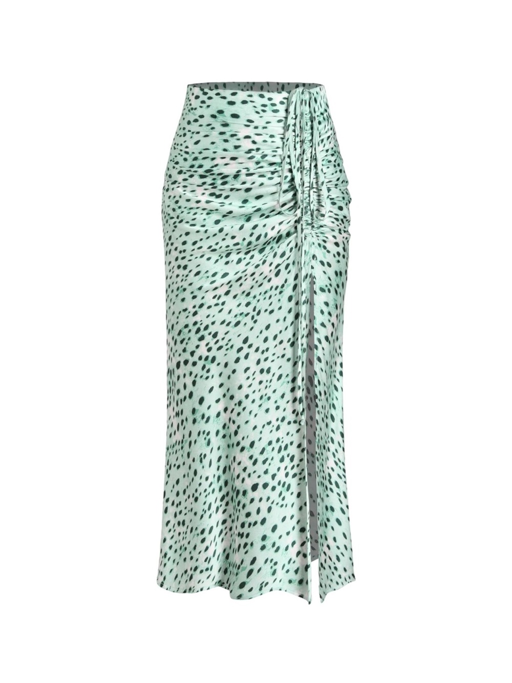 NWT Micas Satin Mint Green Leopard Printed Skirt